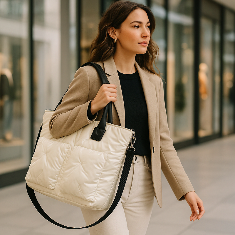 Cremefarbene Tasche - Shopping