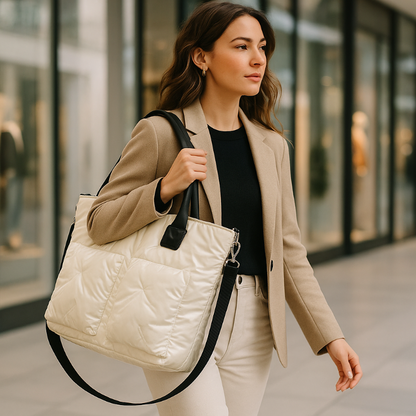 Cremefarbene Tasche - Shopping