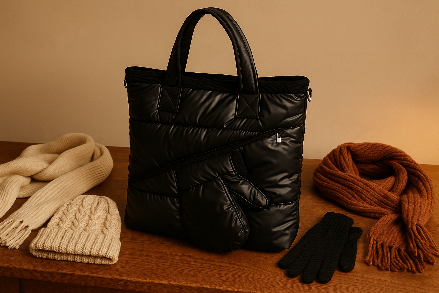 Indoor-Styling - Tasche mit Winteraccessoires