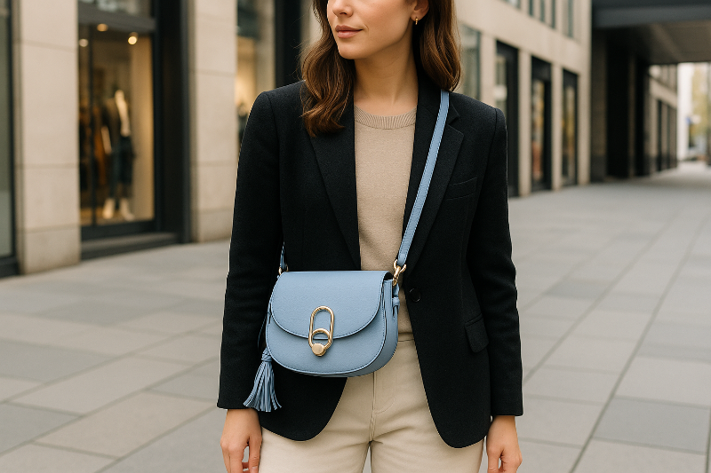 Mini-Schultertasche - Hellblaue Tasche im Street-Style